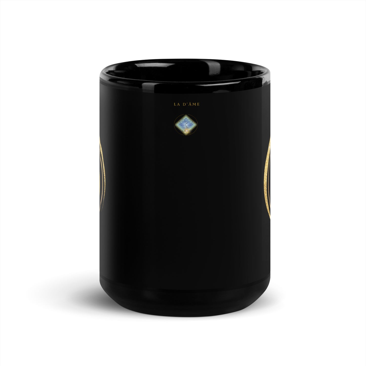 Taza negra brillante - "Símbolo de espiritualidad"