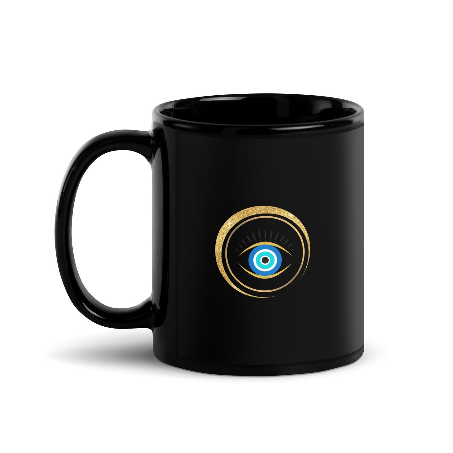 Mug brillant noir - "Œil Protection"