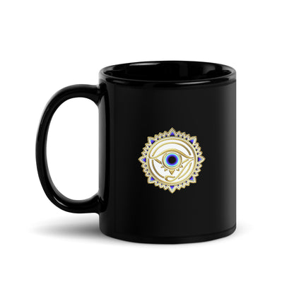 Taza negra brillante - "Protección ocular"