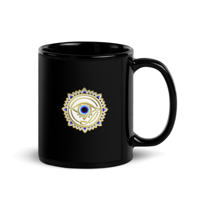 Taza negra brillante - "Protección ocular"