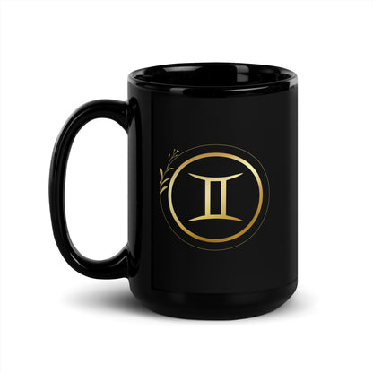 Mug brillant noir - Gémeaux