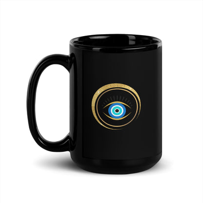 Mug brillant noir - "Œil Protection"