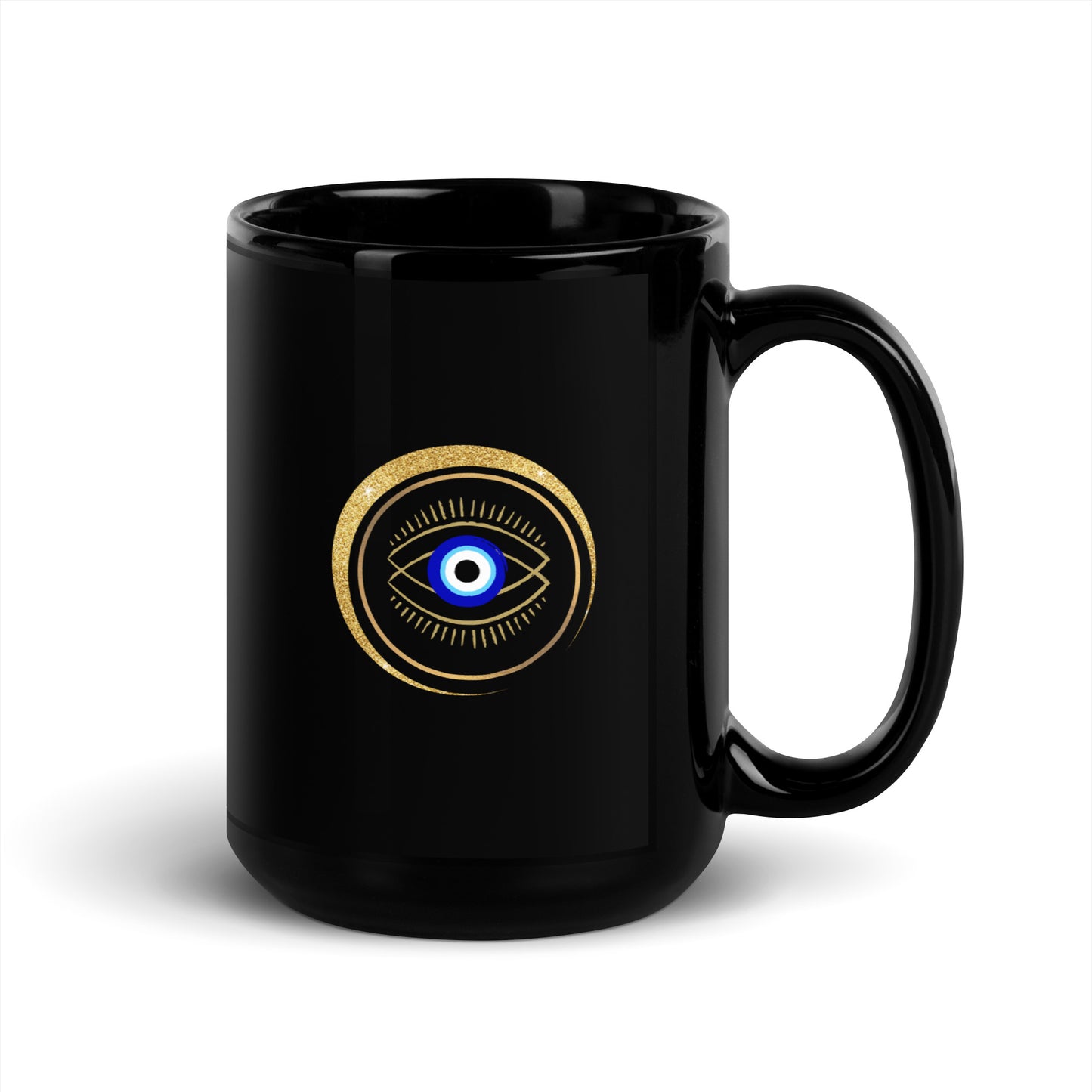 Taza negra brillante - "Protección ocular"