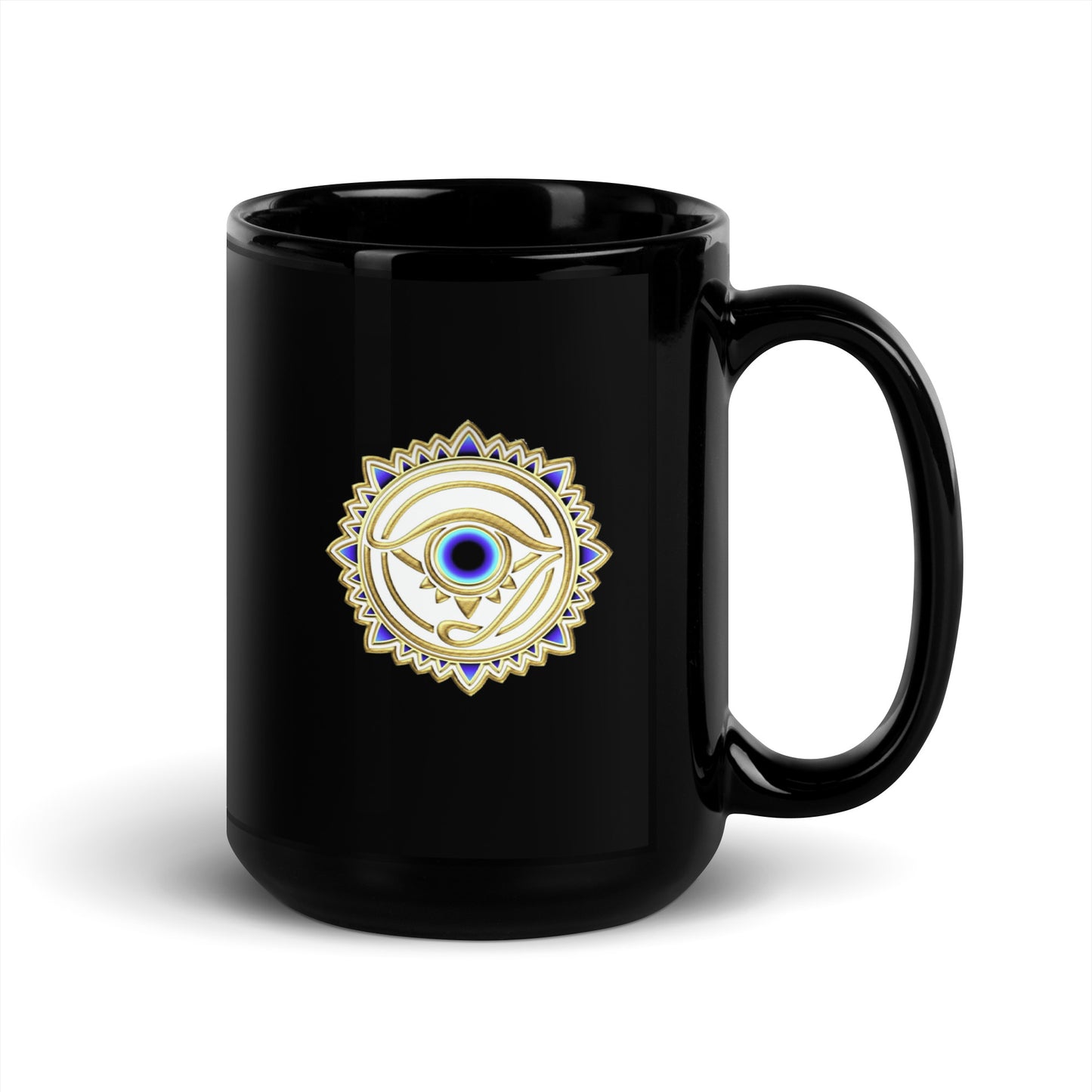 Taza negra brillante - "Protección ocular"